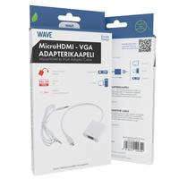 WAVE ADAPTERIKAAPELI, MICROHDMI - VGA (MICROHDMI uros - VGA naaras), pituus n. 24 cm