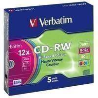 VERBATIM CD-RW LEVY 5 kpl Slim Jewelcase 700 MB (12x nopeus)