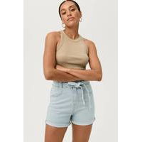 Farkkushortsit Paperbag Denim Shorts, Gina Tricot