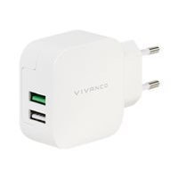 VIVANCO Nopea 2xUSB laturi 4.8A 2x2.4A, vivanco