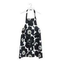 Marimekko Pieni Unikko -esiliina, valko-musta-oliivi, marimekko