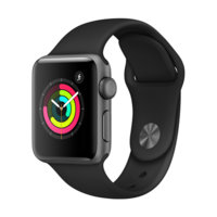 Apple Watch Series 3 (GPS) tähtiharmaa 38 mm, musta urheiluranneke, MTF02, apple