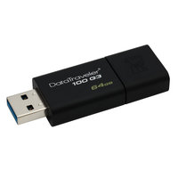 Kingston Technology DataTraveler 100 G3 USB-muisti 64 GB USB A-tyyppi 3.2 Gen 1 (3.1 Gen 1) Musta, kingston