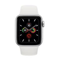 Apple Watch Series 5 (GPS) hopeanvärinen alumiinikuori 40 mm, valkoinen urheiluranneke, MWV62, apple