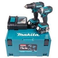 Makita Combokit -akkuporakone DLX2127MJ + iskevä ruuvinväännin DDF482+DTD152, 18 V / 2 x 4,0 Ah Li-ion, makita