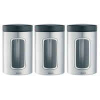 Brabantia Säilytyspurkkisetti ikkunalla 3kpl 1,4L, Matt Steel Fingerprint Proof, brabantia