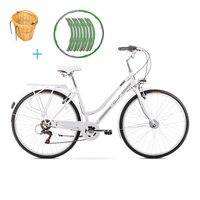 Romet Vintage D -kaupunkipyörä 28", valkoinen, runko 20" + kaupan päälle polkupyörän kori ja hulavanne, romet