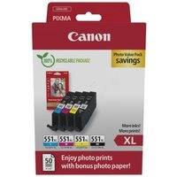 Canon Multipack CLI-551XL (BK/C/M/Y) + PP-201 A6 (50-sivua), CANON
