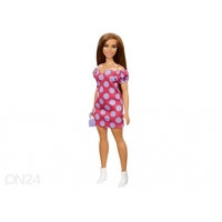 Barbie Fashionista nukke pallokuvio mekolla