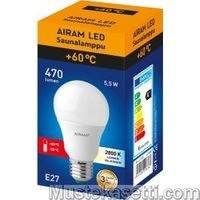 Airam LED -saunalamppu, E27, 2800 K, 470 lm, opaali