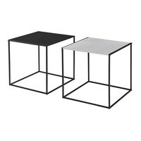 [en.casa]® Sohvapöytä - kaksiosainen, metalli 45cm x 45cm x 45cm musta / harmaa