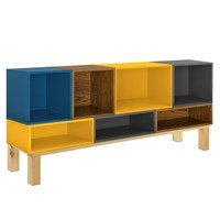 [en.casa]® Hyllykkö jaloilla, MDF 63x135x30cm monta väriä