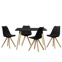 [en.casa]® Design musta ruokapöytä - 120 x 70 cm - 4 moderniä mustaa tuolia
