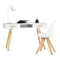[en.casa]® Design kirjoituspöytä + tuoli - valkoinen