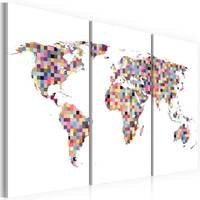 Kuva - Kartta Maailma - pixels - triptyykki, DecorDecor