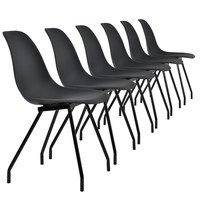 [en.casa]® Design tuoli 6 kpl / setti - teräsjalat - mustaa - 83 x 46 cm