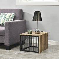 [en.casa]® Moderni sohvapöytä - yöpöytä - puu ja metalli design - puu-vaikutus-45x45x35cm