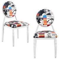 [en.casa]® Design vintage tuoli 2 kpl / setti - valkoinen / kuviollinen - 93 x 51 cm