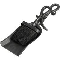 Hill Interiors Black Brushed Steel Crook Top Hearth Tidy Set