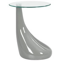 vidaXL Sohvapöytä pyöreä lasinen pöytälevy korkeakiilto harmaa