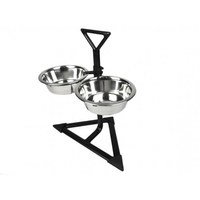 Classic Triangular Double Diner Dog Bowl (3 Pieces)