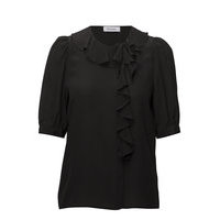 Rodebjer Xilla Silk Blouses Short-sleeved Musta RODEBJER