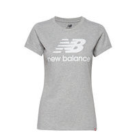 Essentials Stacked Logo Tee T-shirts & Tops Short-sleeved Harmaa New Balance