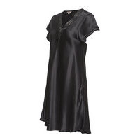 Pure Silk - Nightgown W.Lace, Short Yöpaita Musta Lady Avenue