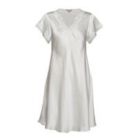 Pure Silk - Nightgown W.Lace, Short Yöpaita Kermanvärinen Lady Avenue