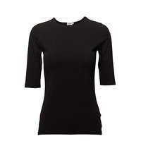 Cotton Stretch Elbow Sleeve T-shirts & Tops Short-sleeved Musta Filippa K