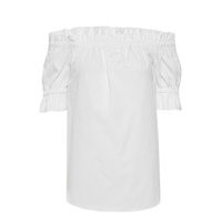 Poplin Off Sholder Blouses Short-sleeved Valkoinen Michael Kors