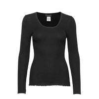 Silk T-Shirt Regular Length W/ Elas T-shirts & Tops Long-sleeved Musta Rosemunde