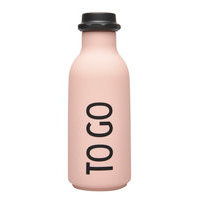 To Go Water Bottle Home Meal Time Water Bottles Vaaleanpunainen Design Letters