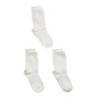 Socks 3-P Solid Preschool Socks & Tights Socks Valkoinen Polarn O. Pyret