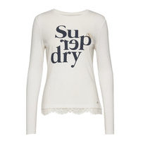 Tilly Lace Ls Graphic Top T-shirts & Tops Long-sleeved Valkoinen Superdry