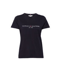 Th Ess Hilfiger C-Nk Reg Tee Ss T-shirts & Tops Short-sleeved Musta Tommy Hilfiger