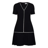 Ss Piping Detail Peplum Dress Polvipituinen Mekko Musta Calvin Klein