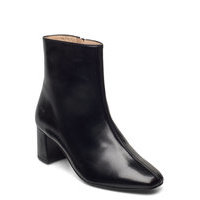 Bootie - Block Heel - With Zippe Shoes Boots Ankle Boots Ankle Boot - Heel Musta ANGULUS