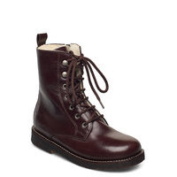 Boots - Flat - With Lace And Zip Bootsit Nauhalliset Saapikkaat Ruskea ANGULUS