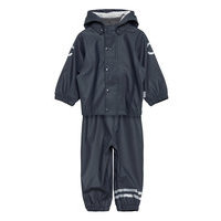 Pu Rain Set W. Susp/110 Outerwear Rainwear Sets & Coveralls Sininen Mikk-Line