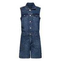 Kids Denim Sleeveless Romper Jumpsuit Haalari Sininen GAP