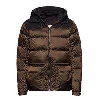 Primaloft® Down Mid-Lenght Hooded Jacket Vuorillinen Takki Topattu Takki Ruskea Scotch & Soda