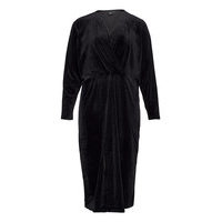 Dress Velour Plus Wrap Plain Long Sleeves Dresses Everyday Dresses Musta Zizzi