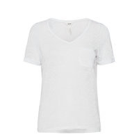 Objtessi Slub S/S V-Neck T-shirts & Tops Short-sleeved Valkoinen Object