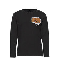 Fluffy Dog Patch Ls Tee T-shirts Long-sleeved T-shirts Musta Mini Rodini