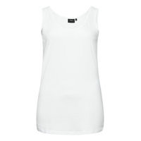 Tank Top Plus Cotton Basics T-shirts & Tops Sleeveless Valkoinen Zizzi