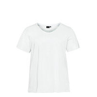 T-Shirt Plus Cotton Basics Loose Fit T-shirts & Tops Short-sleeved Valkoinen Zizzi