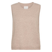 Keyjapw Pu Vests Knitted Vests Beige Part Two