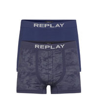 Style 03/C Seamless Cuff Logo + 2pcs Waterfall Pack Bokserit Sininen Replay Underwear