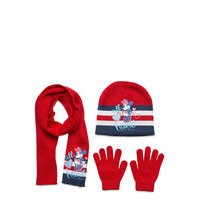 Set 3 Pcs Scarf Gloves Hat Accessories Winter Accessory Set Punainen Disney